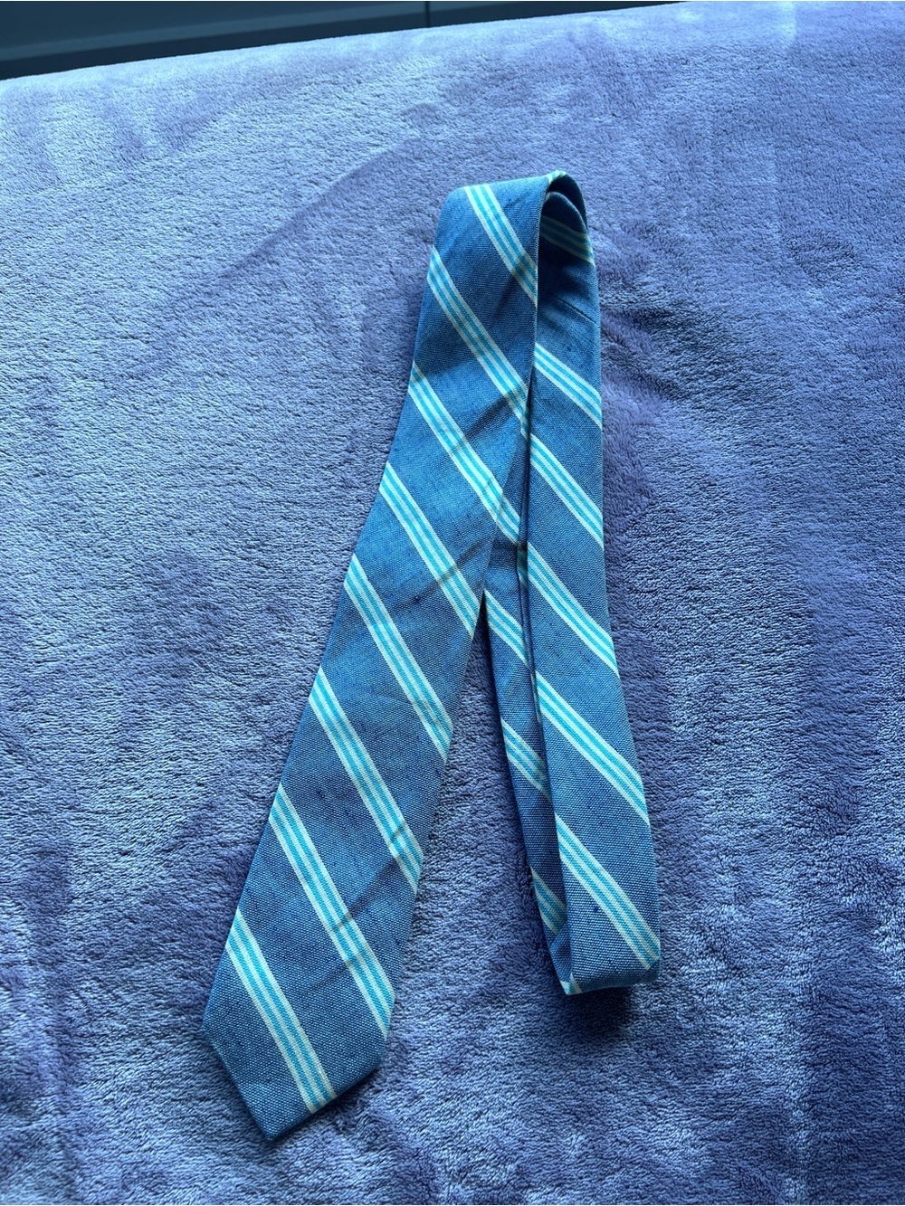 J. Crew Blue Striped Men's Tie with Light Blue Accents